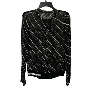 Beate Heymann black and white print sheer top size 6